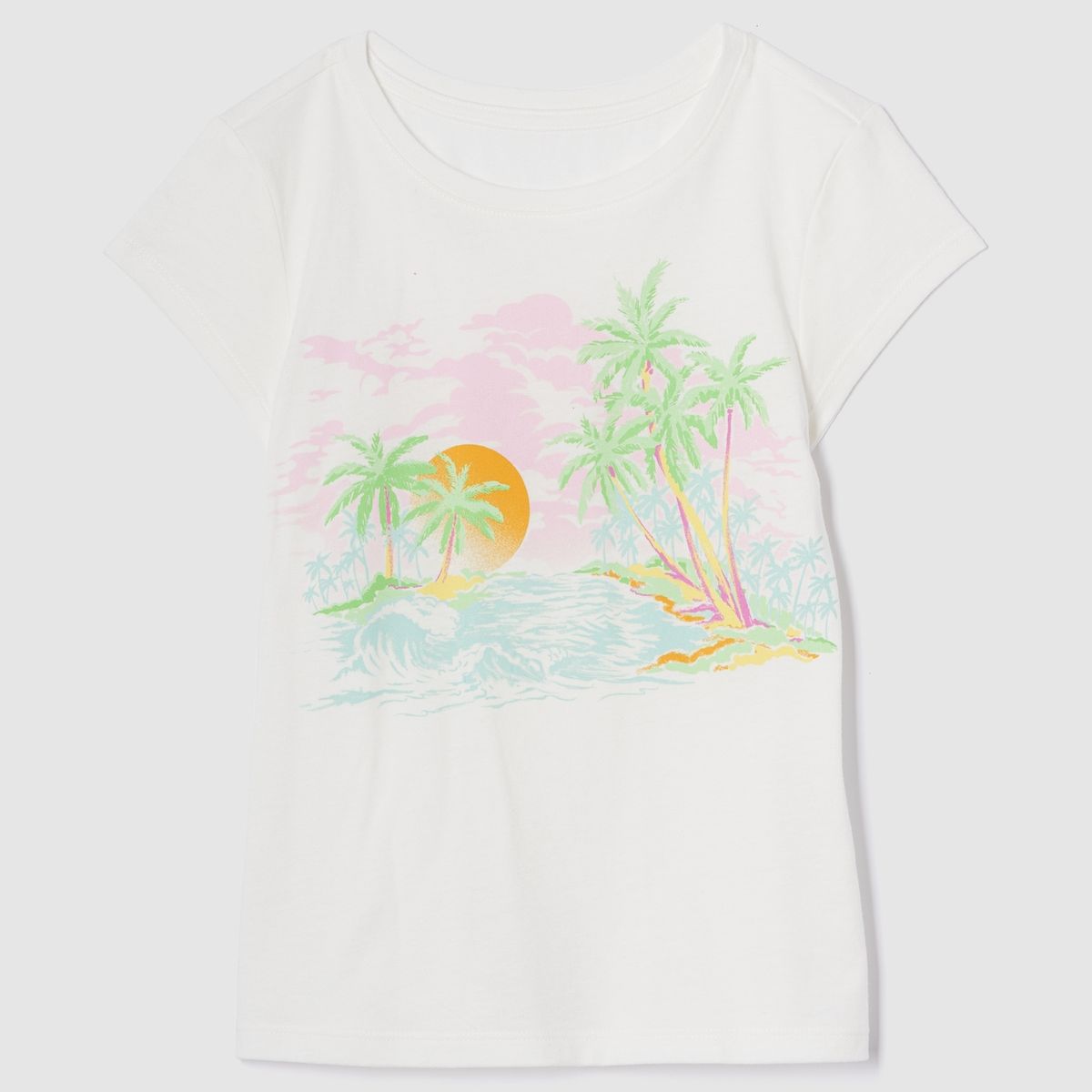 GAP - Polera Niña Beach Island Manga Corta Blanco Gap