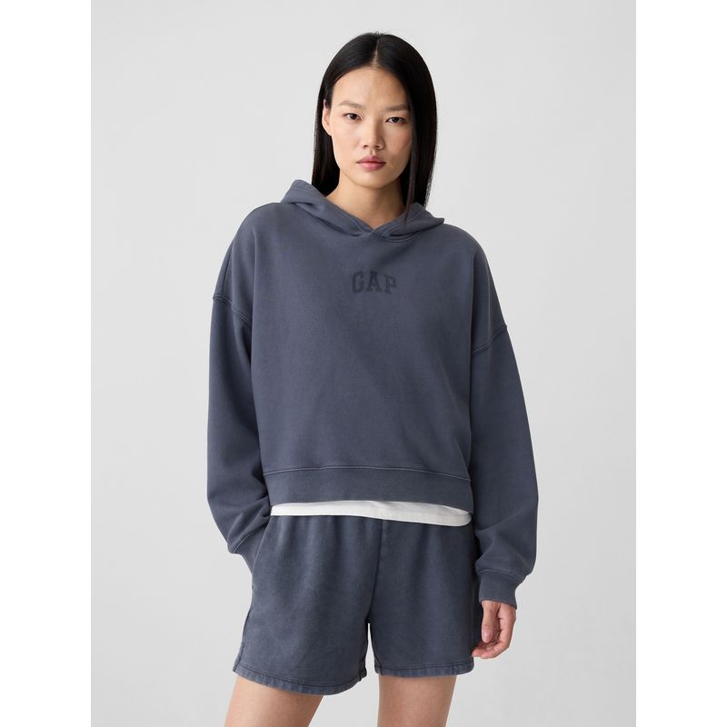 GAP - Polerón Mujer Logo Mini Cropped Sin Cierre Azul Gap