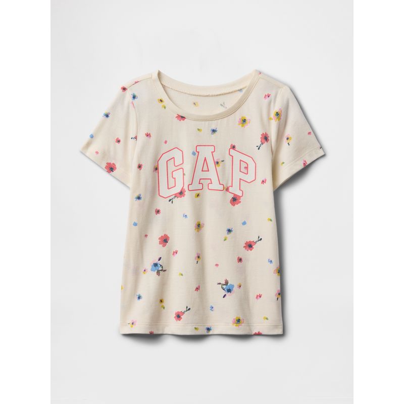 GAP - Polera Toddler Niña Logo Print Manga Corta Beige Gap