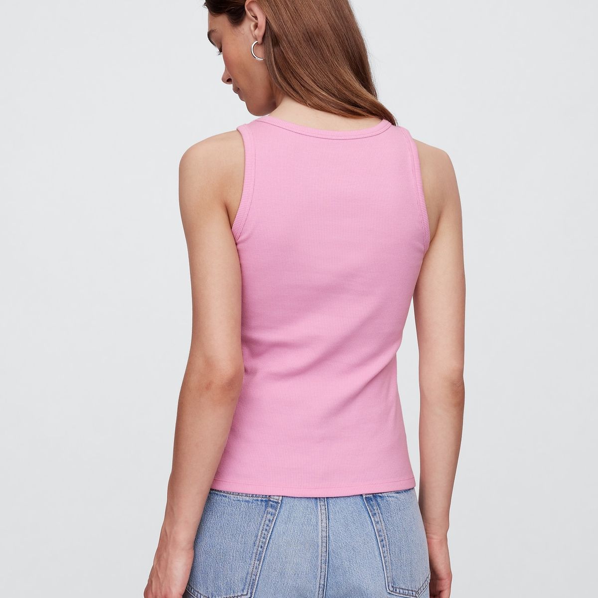 GAP - Polera Mujer Ribbed Scoop V25 Light Sin Manga Rosado Gap