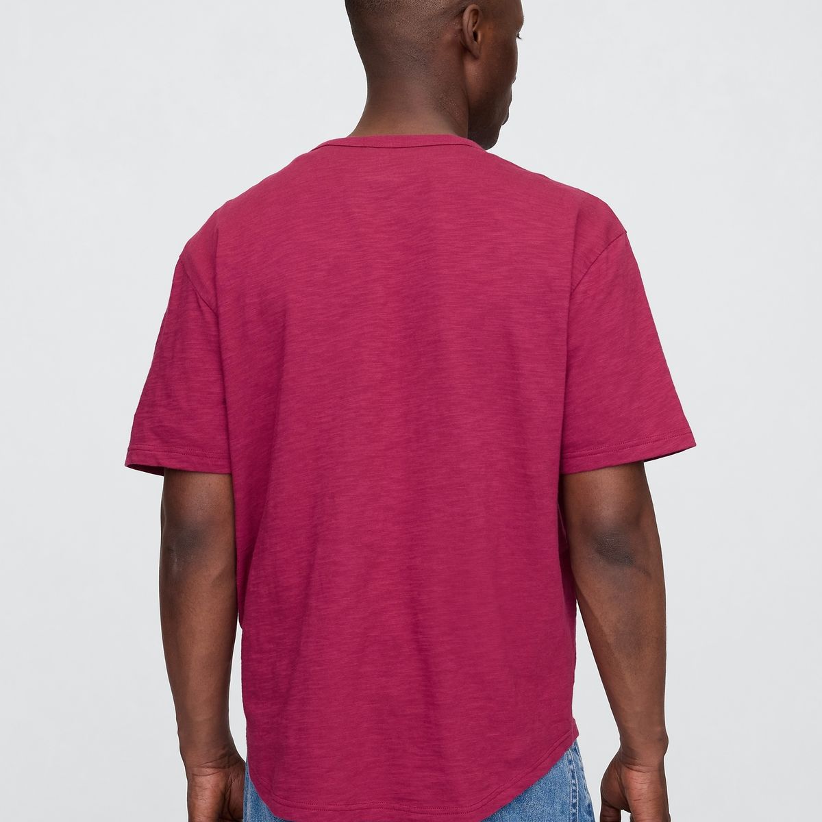 GAP - Polera Hombre Curved Hem Henley Manga Corta Rosado Gap