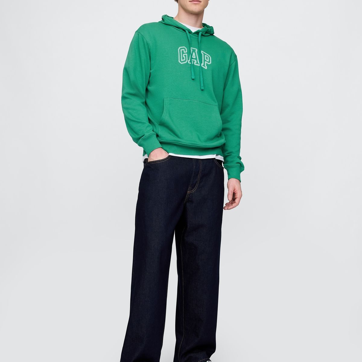 GAP - Polerón Hombre White Logo Sin Cierre Verde Gap