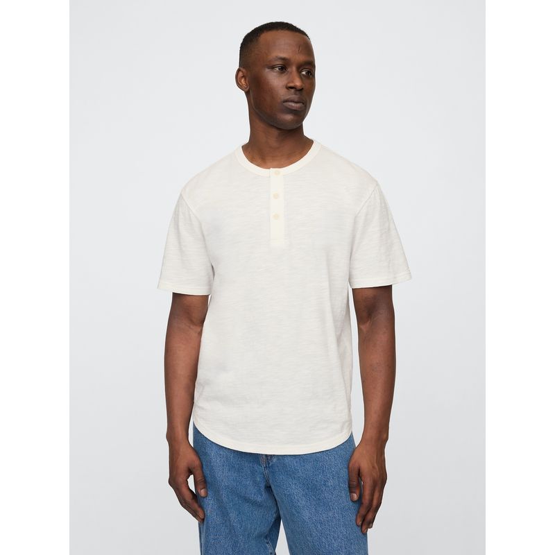 GAP - Polera Hombre Curved Hem Henley Manga Corta Blanco Gap