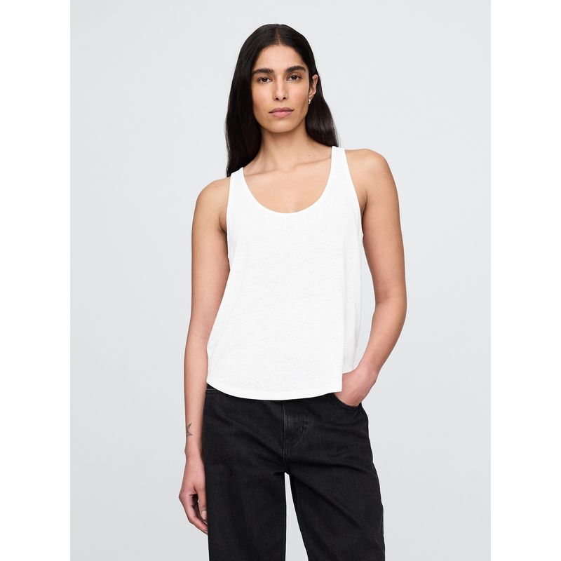 GAP - Polera Mujer Lino Racerback Sin Manga Blanco Gap