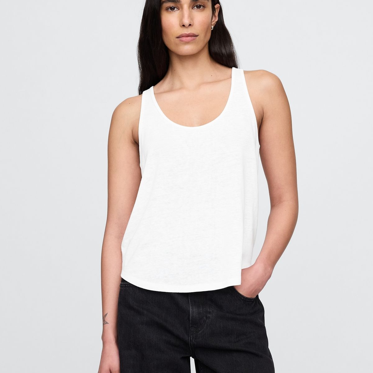 GAP - Polera Mujer Lino Racerback Sin Manga Blanco Gap
