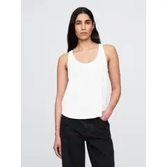 GAP - Polera Mujer Lino Racerback Sin Manga Blanco
