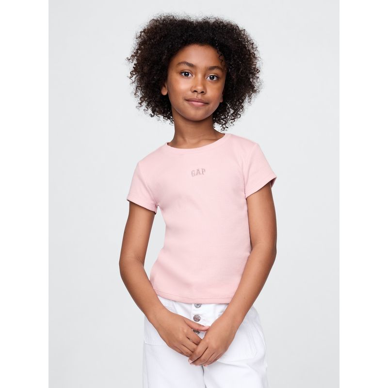 GAP - Polera Niña Logo Rib Manga Corta Rosado Gap