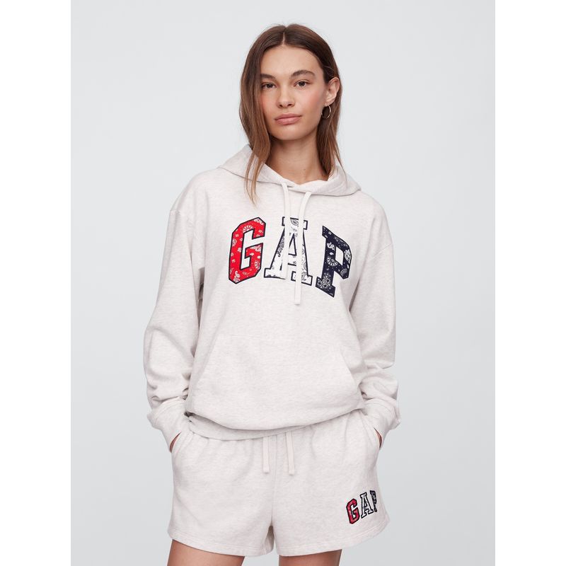 GAP - Polerón Mujer Logo Bandanna Sin Cierre Gris Gap