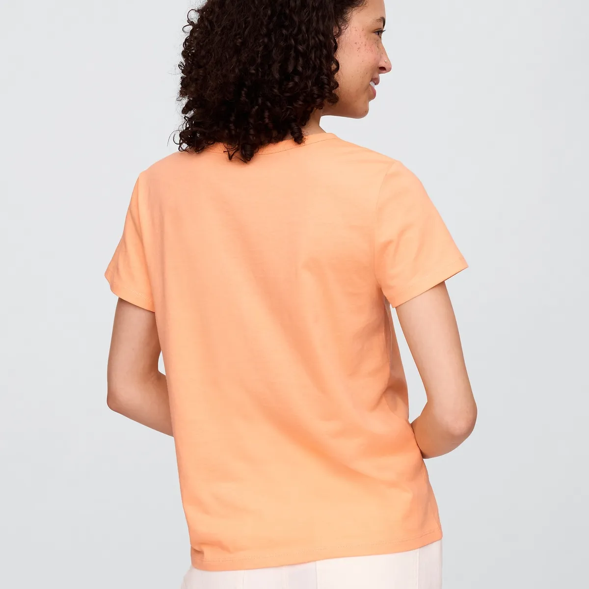GAP - Polera Mujer Cuello V Manga Corta Naranjo Gap