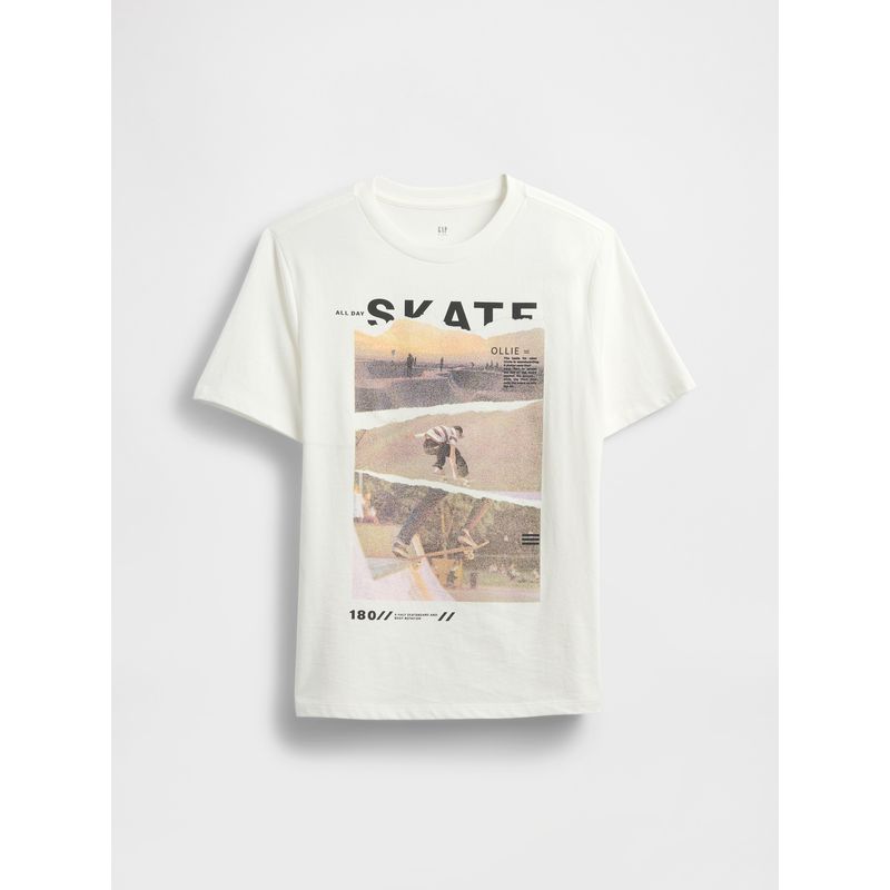 GAP - Polera Niño Skate Manga Corta Blanco Gap