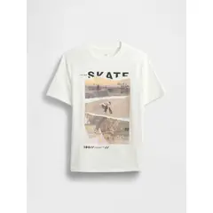 GAP - Polera Niño Skate Manga Corta Blanco