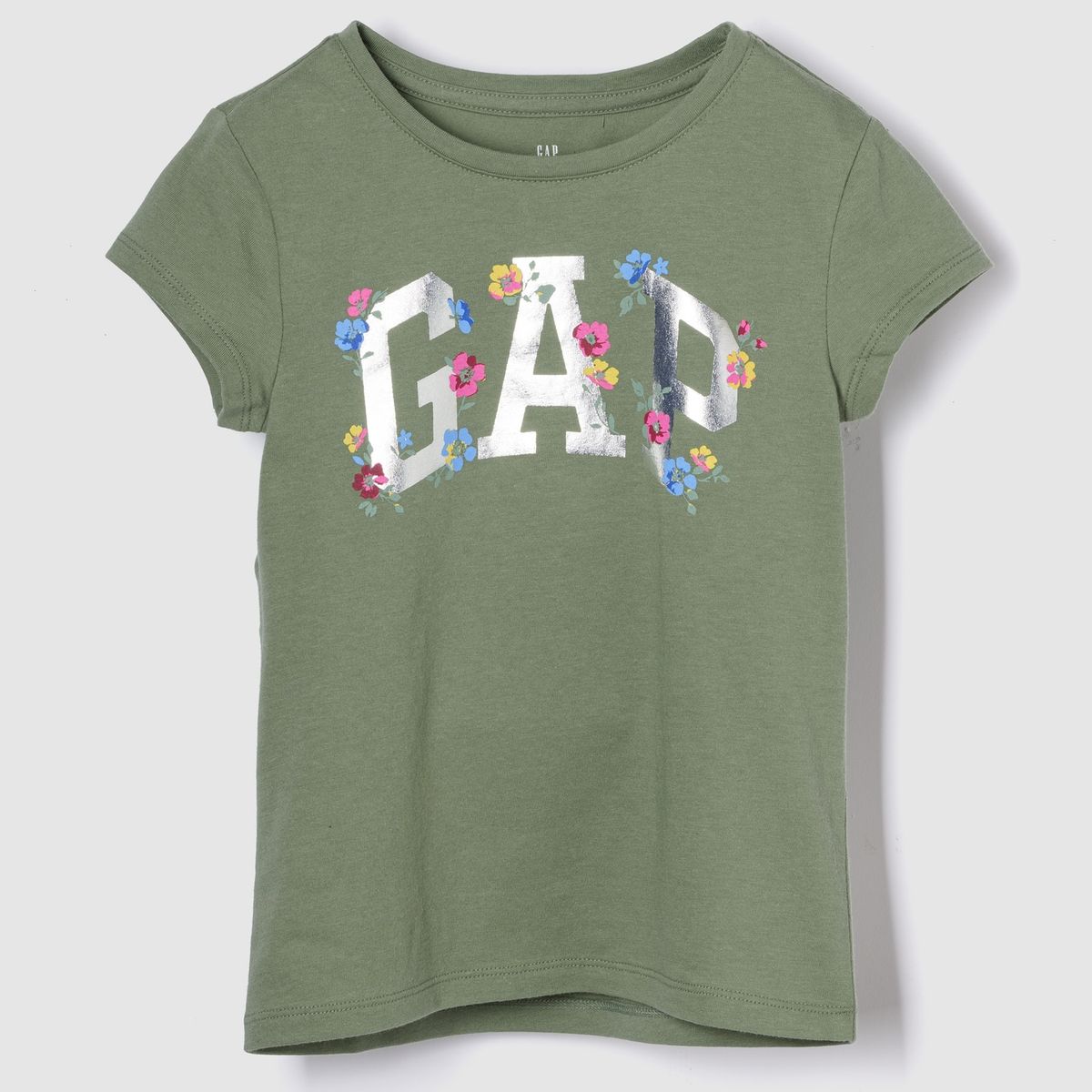 GAP - Polera Niña Logo Flowered Manga Corta Verde Gap