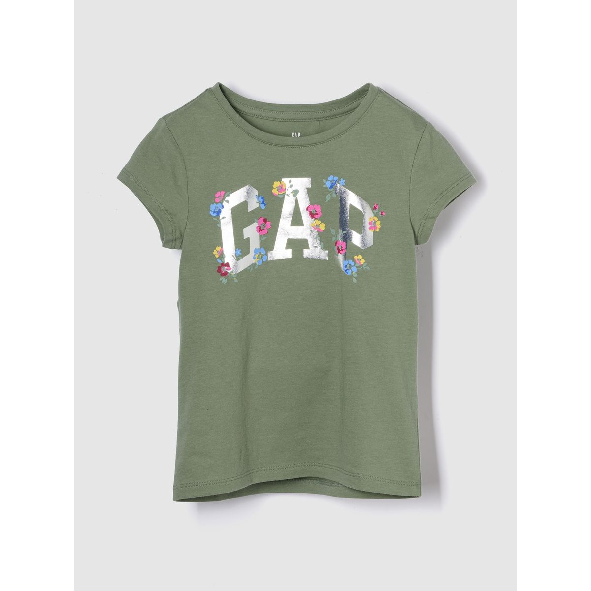 GAP - Polera Niña Logo Flowered Manga Corta Verde Gap