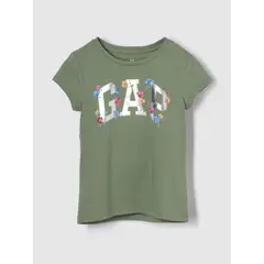 GAP - Polera Niña Logo Flowered Manga Corta Verde