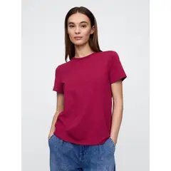 GAP - Polera Mujer Crew Solid Manga Corta Burdeo
