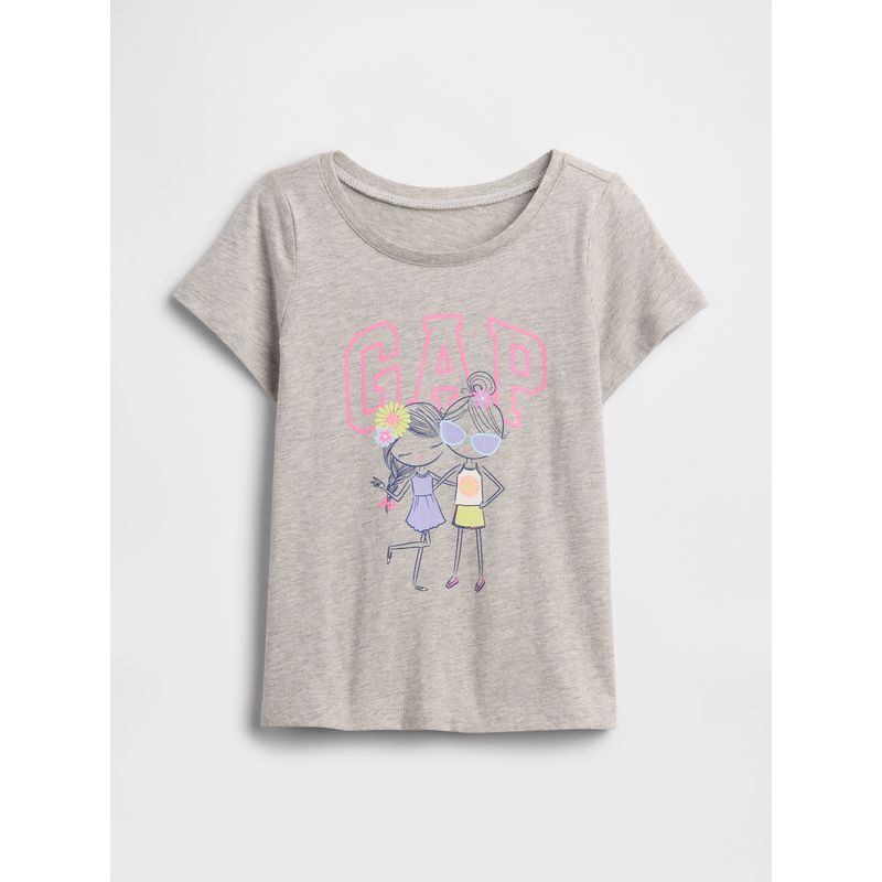 GAP - Polera Toddler Niña Gráfica Manga Corta Gris Gap