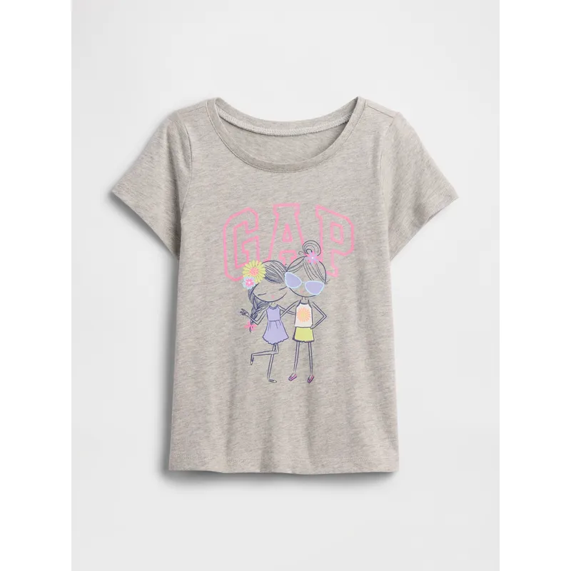 GAP - Polera Toddler Niña Gráfica Manga Corta Gris Gap