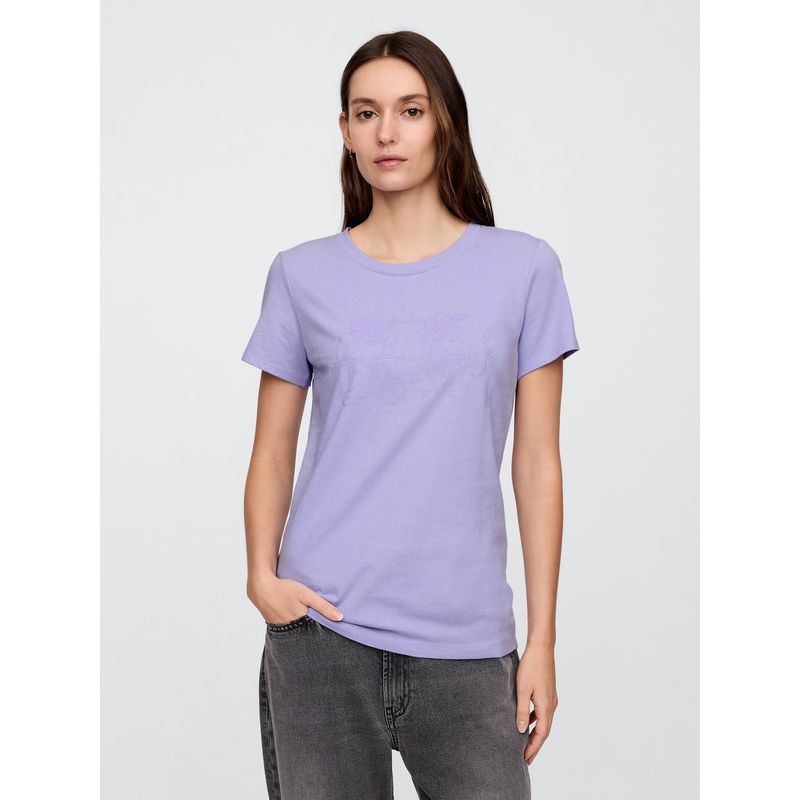 GAP - Polera Mujer Classic Manga Corta Morado Gap