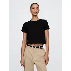 GAP - Polera Mujer Cropped Vintage Manga Corta Negro