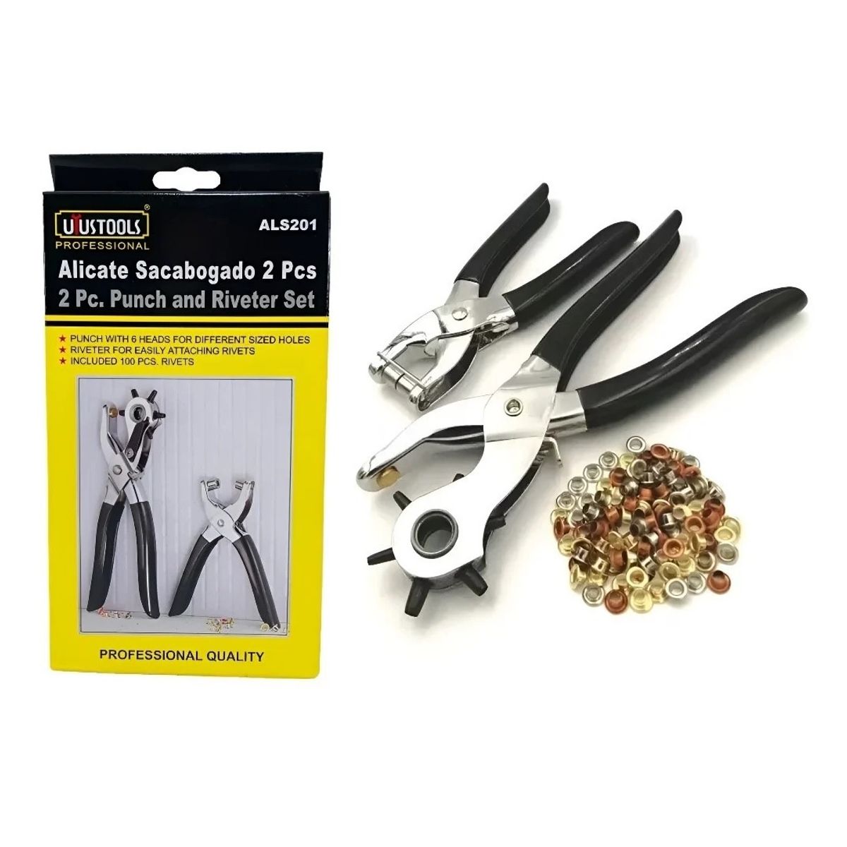 UYUSTOOL - SACABOCADO ALICATE 2 PZAS ALS201 UYUSTOOLS