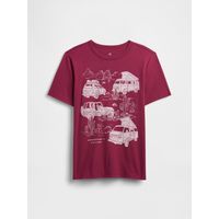 Polera Niño Gráfica Manga Corta Burdeo