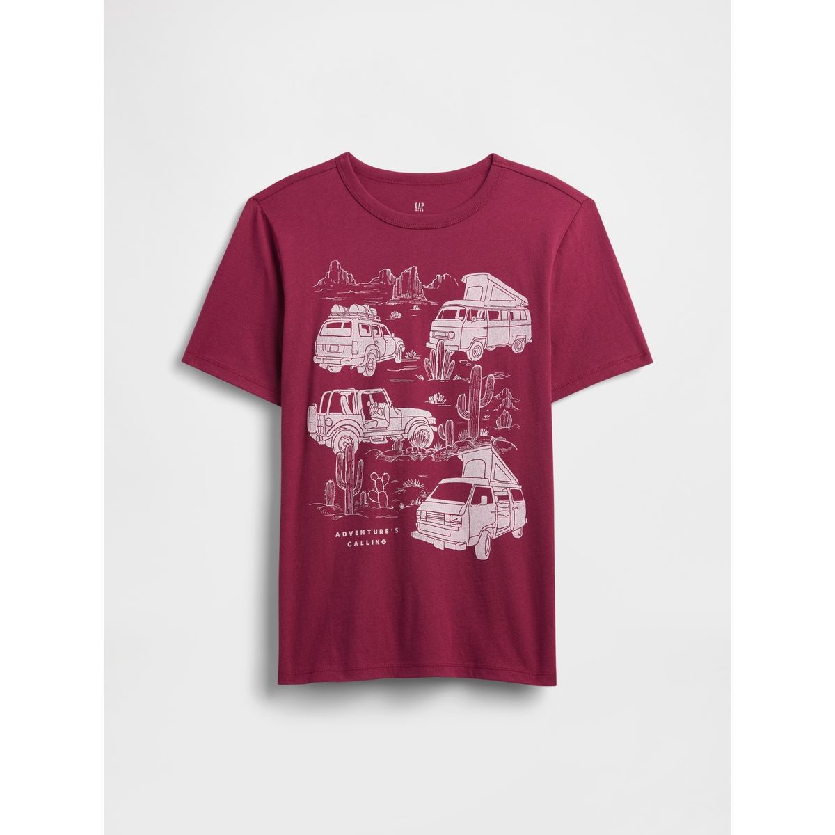 GAP - Polera Niño Gráfica Manga Corta Burdeo Gap