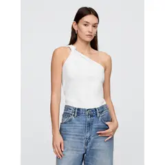 GAP - Polera Mujer One Shoulder Knotted Sin Manga Blanco