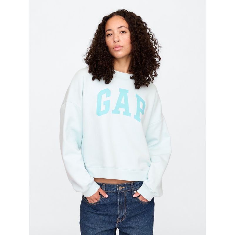 GAP - Polerón Mujer Logo Wedge Crew Sin Cierre Azul Gap