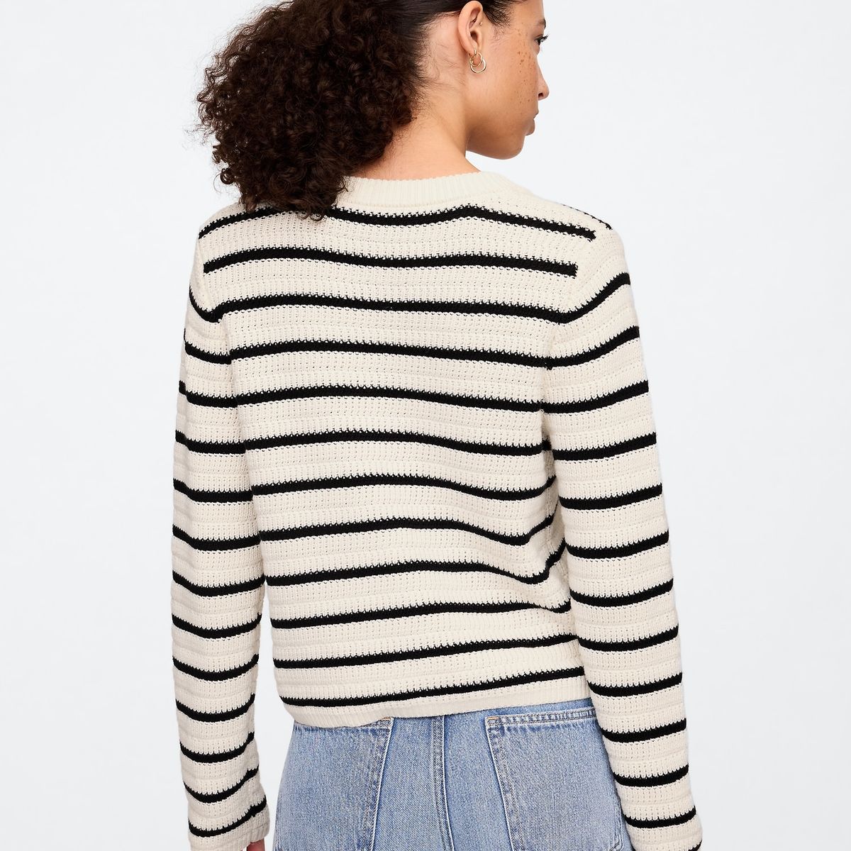 GAP - Sweater Cárdigan Mujer Striped Stitch Negro Gap