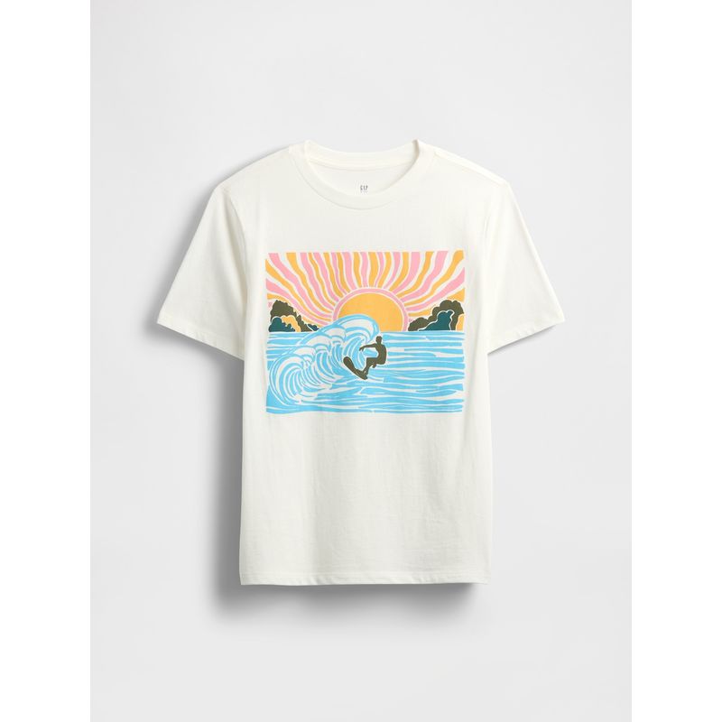 GAP - Polera Niño Surfing Manga Corta Blanco Gap