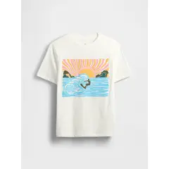 GAP - Polera Niño Surfing Manga Corta Blanco
