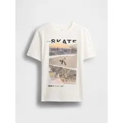 GAP - Polera Niño Surfing Manga Corta Blanco