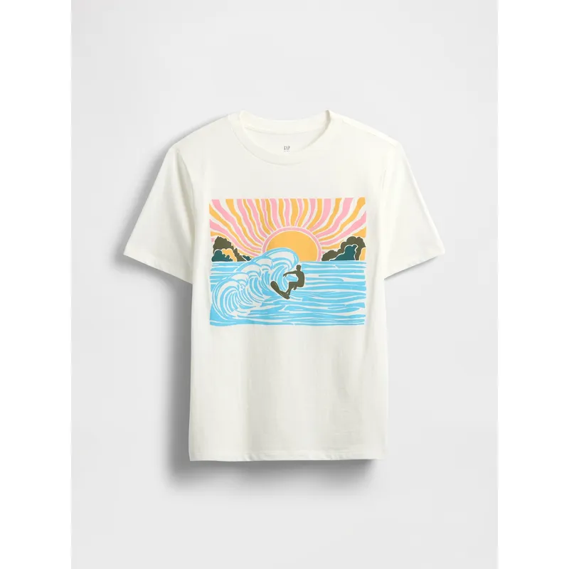 GAP - Polera Niño Surfing Manga Corta Blanco Gap
