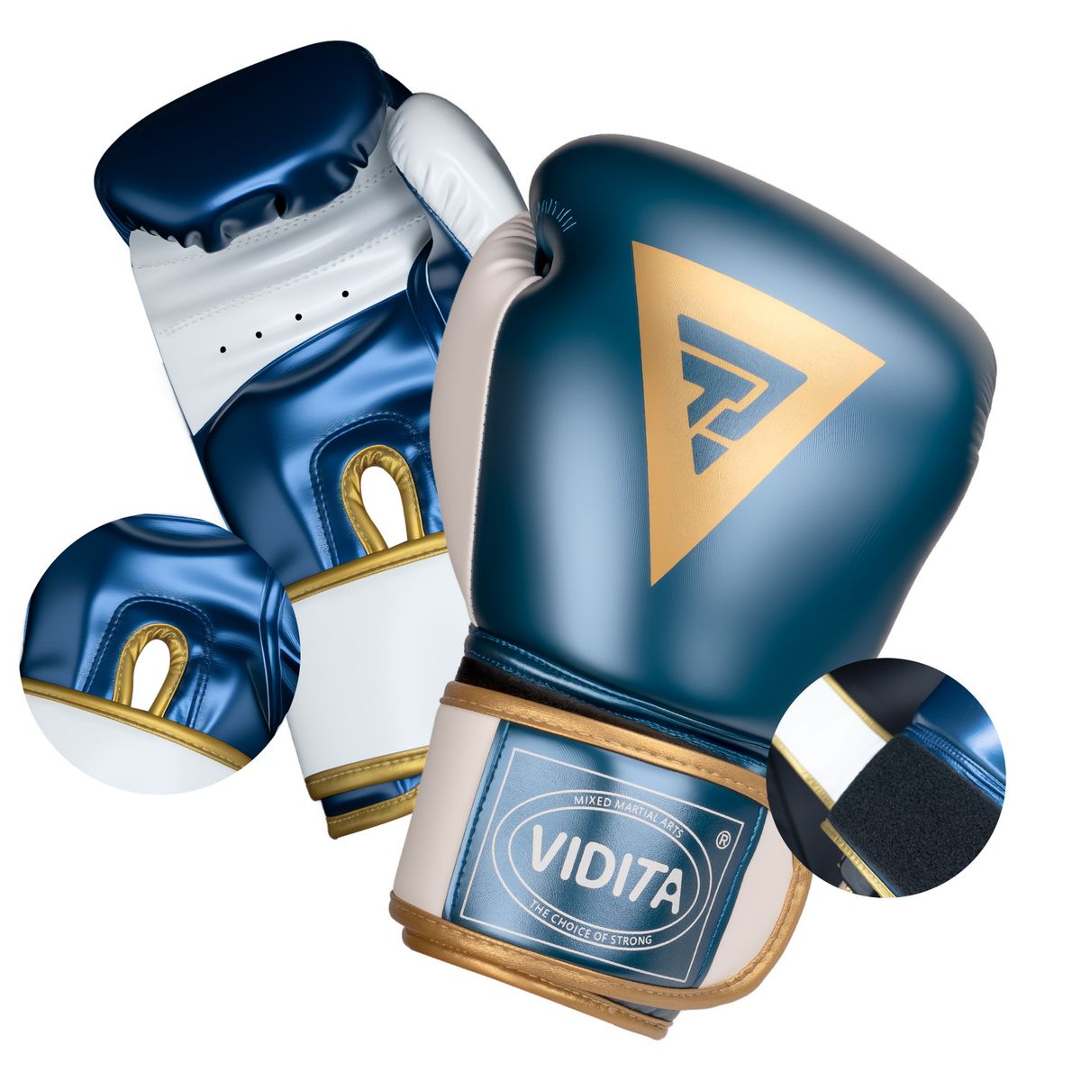 REBONEC - Guantes De Boxeo Profesionales Boxing Con Velcro 12oz Azul