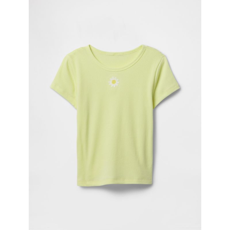 GAP - Polera Niña Pointelle Manga Corta Amarillo Gap
