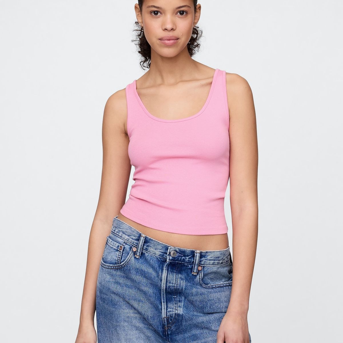 GAP - Polera Mujer Cropped Sin Manga Rosado Gap