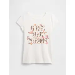GAP - Polera Niña Strong Girls Manga Corta Blanco