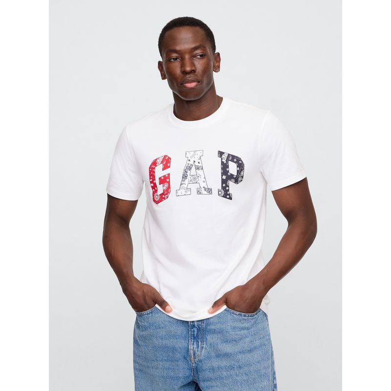 GAP - Polera Hombre Logo Usa Manga Corta Blanco Gap