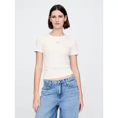 GAP - Polera Mujer Logo Cropped Manga Corta Blanco