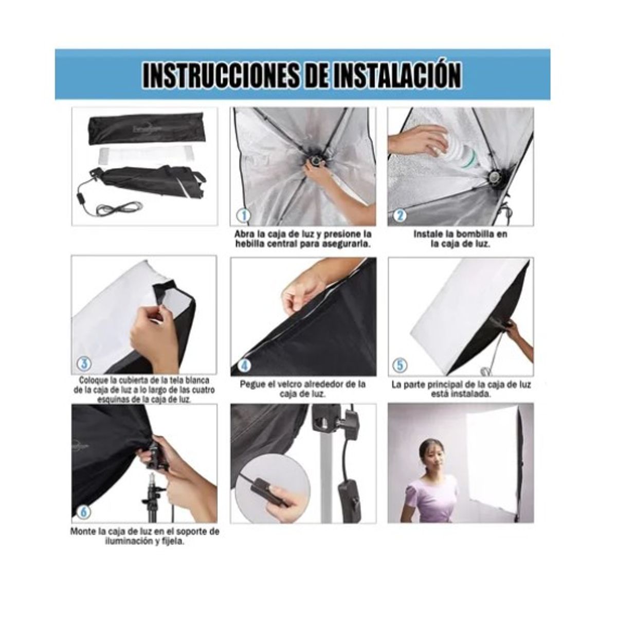 OFERTABKN - Kit De Iluminación Softbox Estudio De Fotografía + Ampolleta