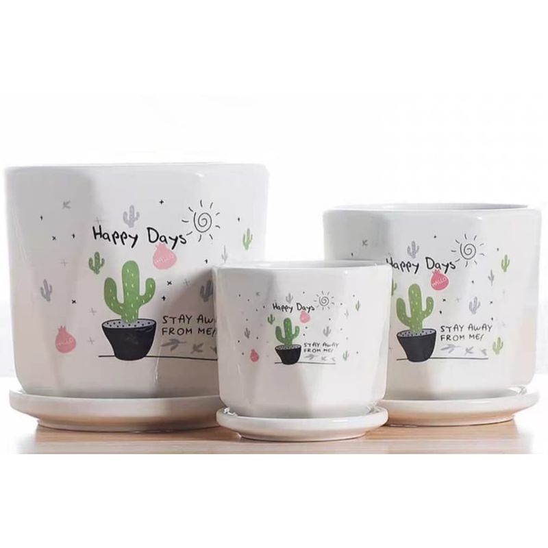 HOMEY - Pack De 3 Maceteros Con Plato,  Modelos Marca Homey