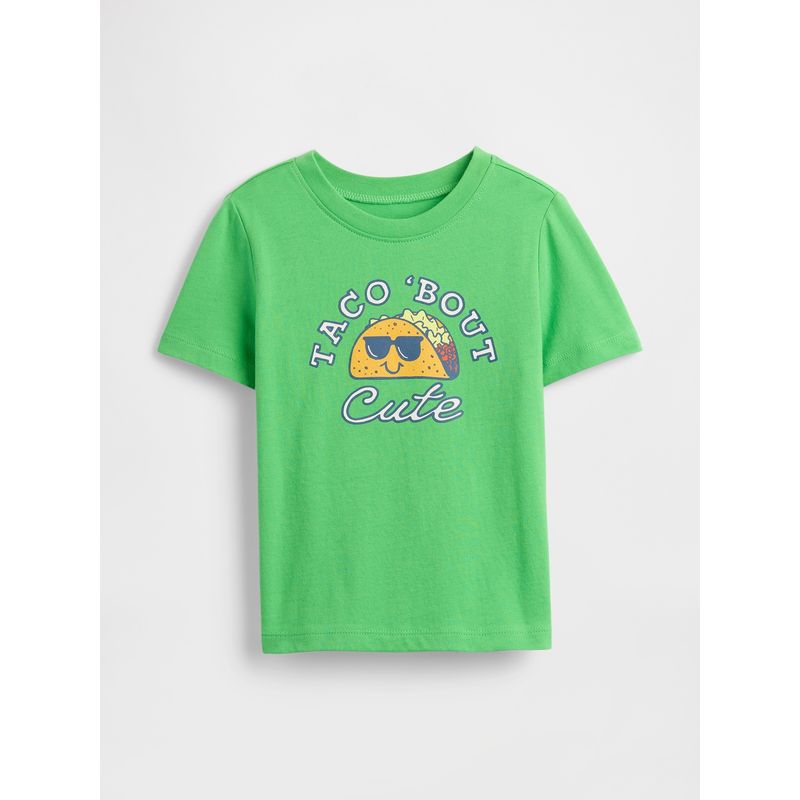 GAP - Polera Toddler Niño Taco Cute Manga Corta Verde Gap