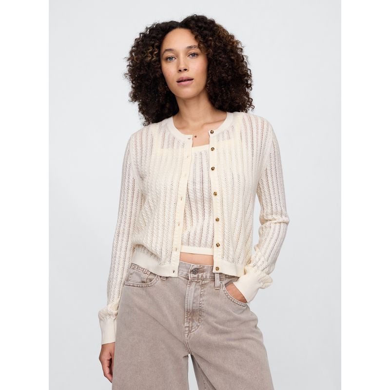 GAP - Sweater Cárdigan Mujer Stitchy Beige Gap
