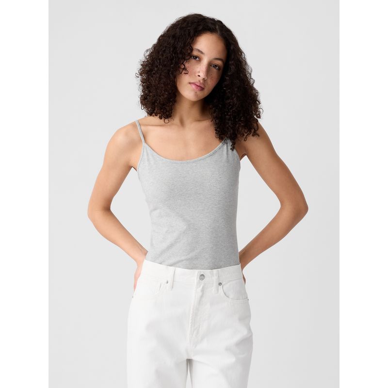 GAP - Polera Mujer Fitted Sin Manga Gris Gap