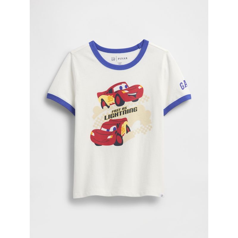 GAP - Polera Toddler Niño Cars Manga Corta Blanco Gap