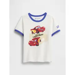 GAP - Polera Toddler Niño Cars Manga Corta Blanco