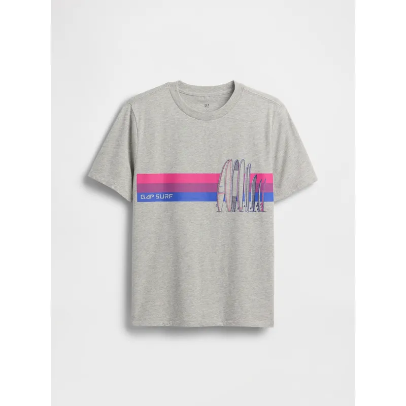 GAP - Polera Niño Surfboards Manga Corta Gris Gap