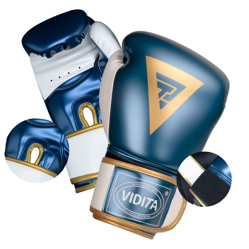 REBONEC - Guantes De Boxeo Profesionales Boxing Con Velcro 14oz Azul