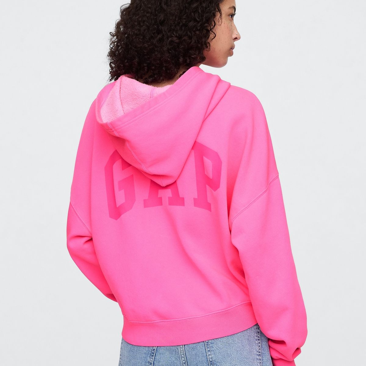 GAP - Polerón Mujer Logo Mini Cropped Sin Cierre Rosado Gap