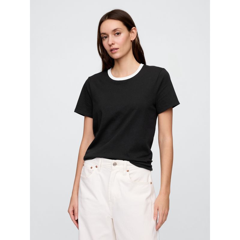 GAP - Polera Mujer Crew Solid Manga Corta Negro Gap